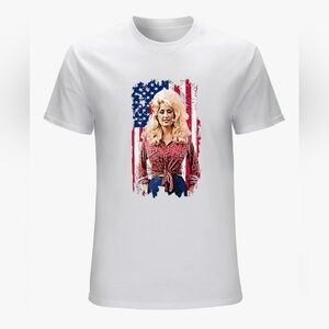 Dolly- Parton Cotton All WHITE Unisex T-Shirt Gift for Men FunnyTee Size M AND L